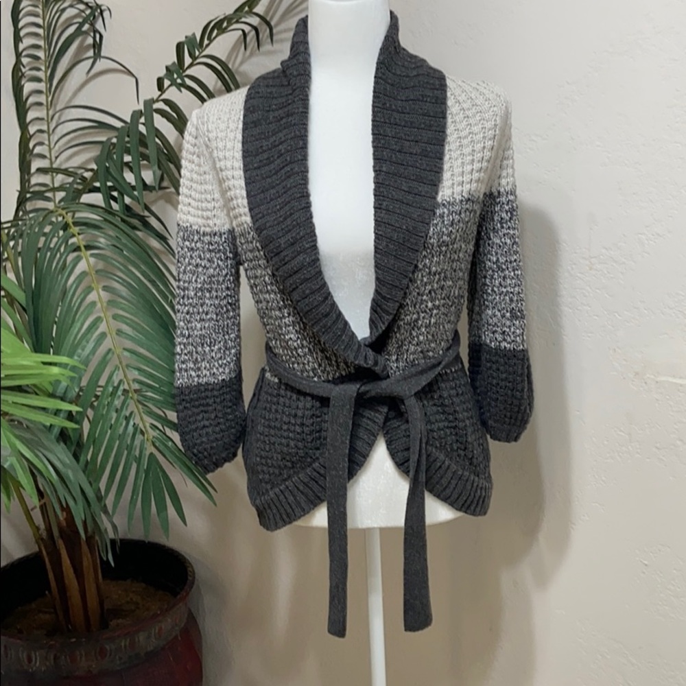 BCBG MaxAzria Gray Tie Up Cardigan
